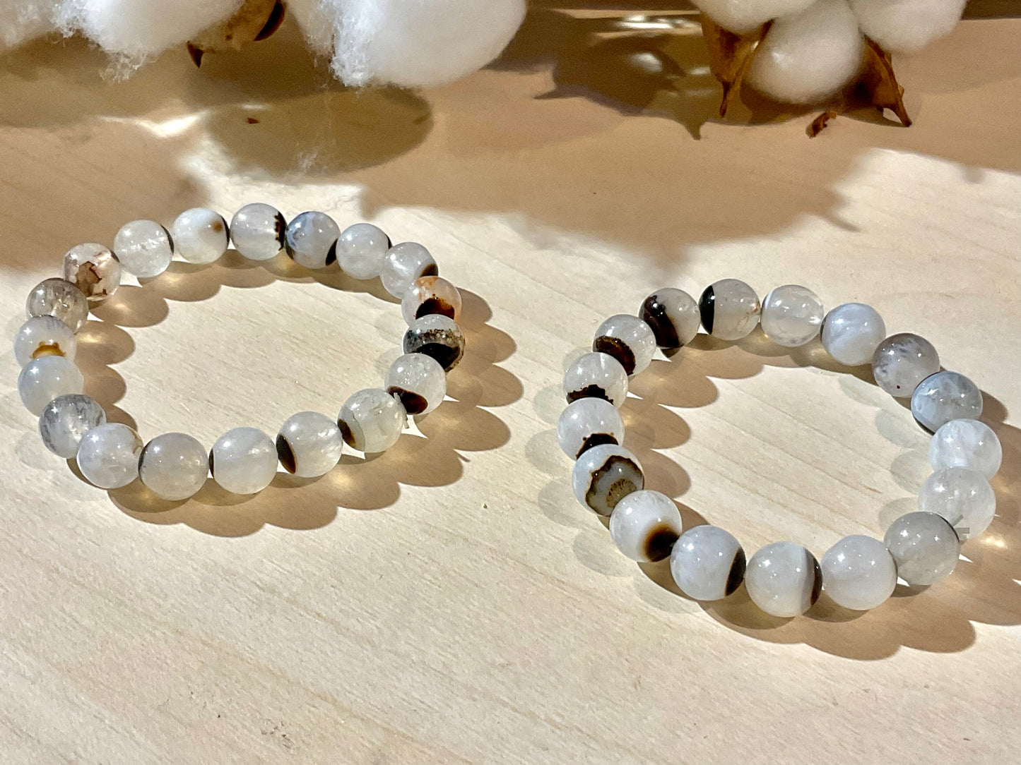 Unique Quartz with Onyx Unisex Bracelets