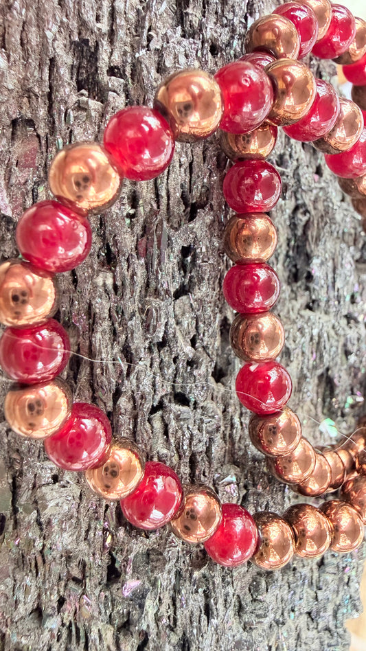 Copper & Carnelian Crystal Bracelet – 6mm
