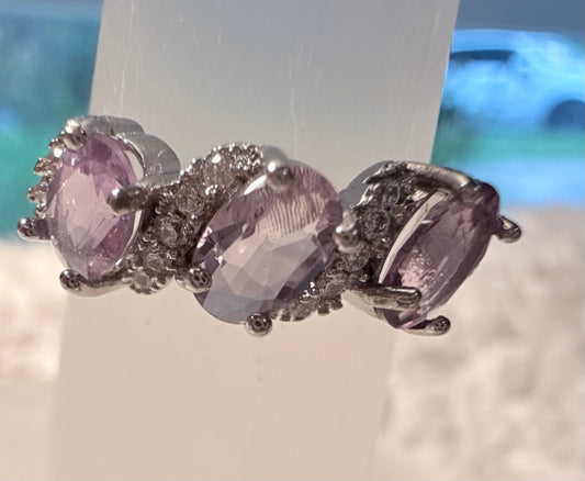 Gemstones and Zircons Silver Plated Rings, Opalite, Amethyst and Citrine