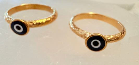 Evil Eye Protection Waterproof, Gold Plated Ring Size 7