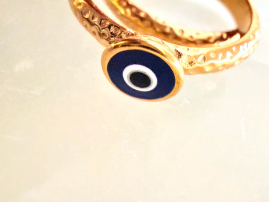 Evil Eye Protection Waterproof, Gold Plated Ring Size 7