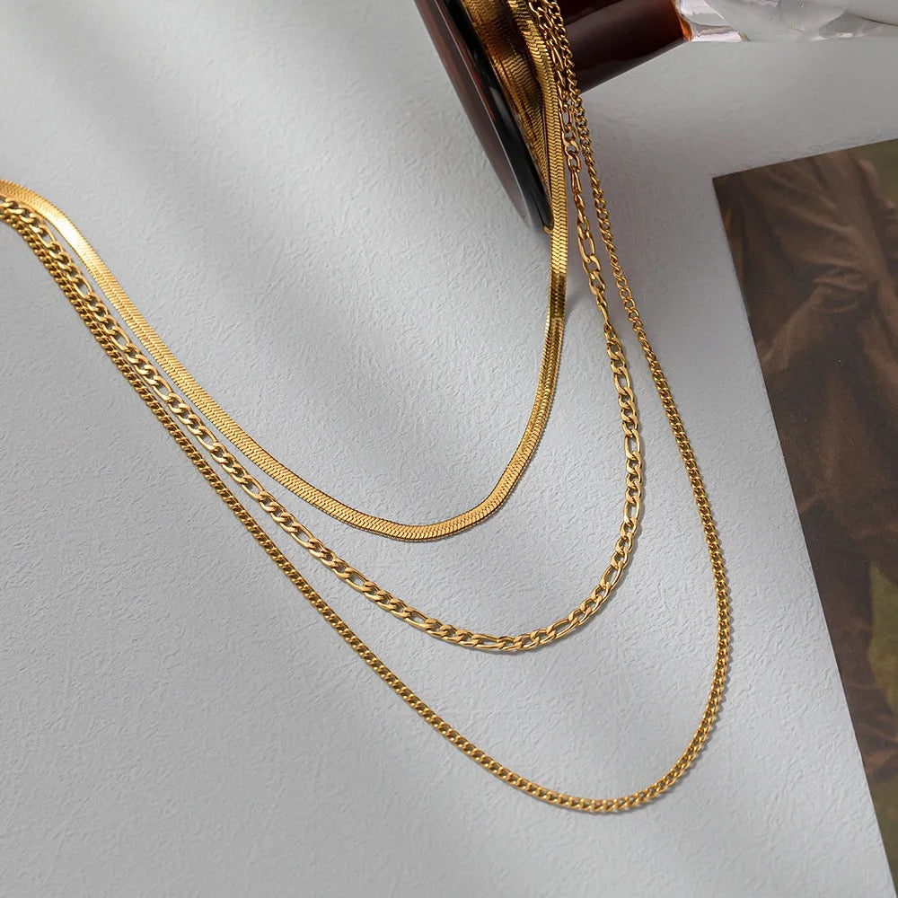 3 Layers Gold Plated 18k Necklaces