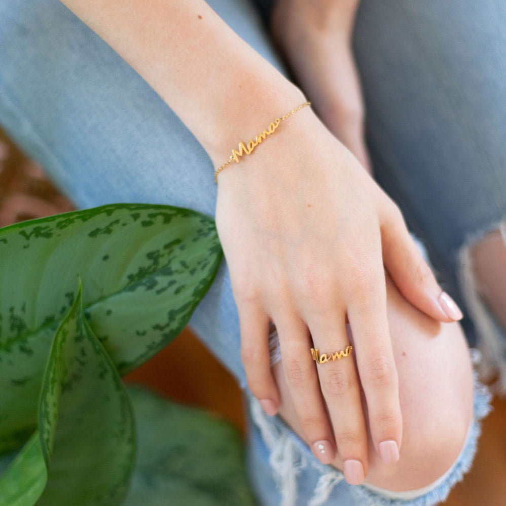 Mama Script Bracelet Gold plated 18k