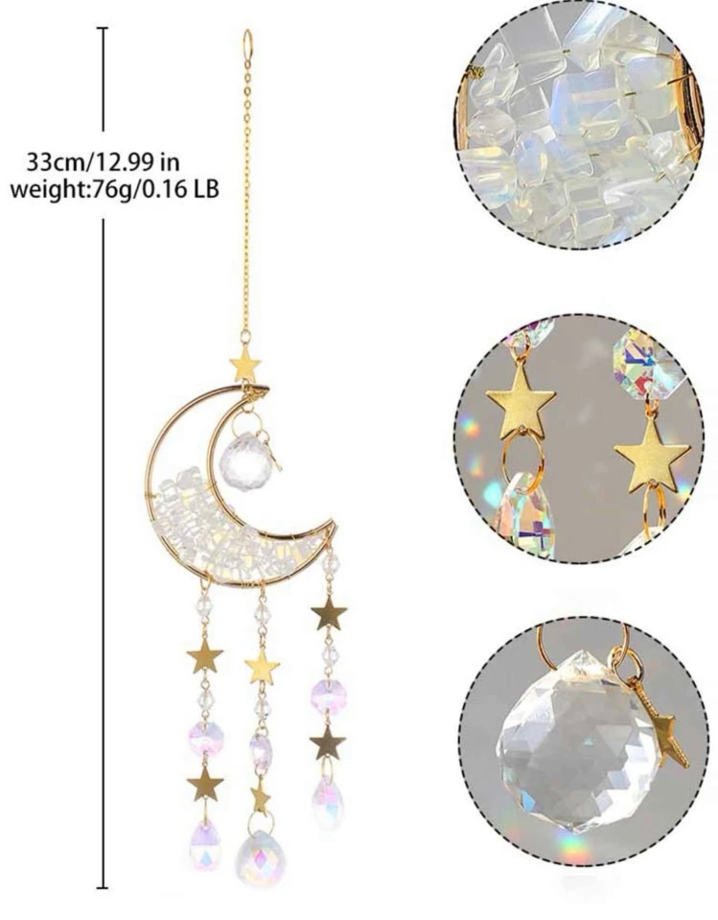 Moon Crystal Suncatcher Clear Quartz Stone of Calm