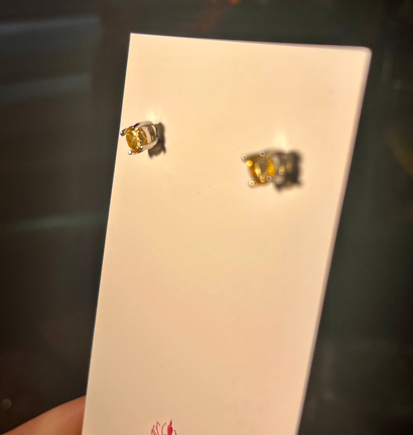 Natural Citrine Stud Earrings, S925