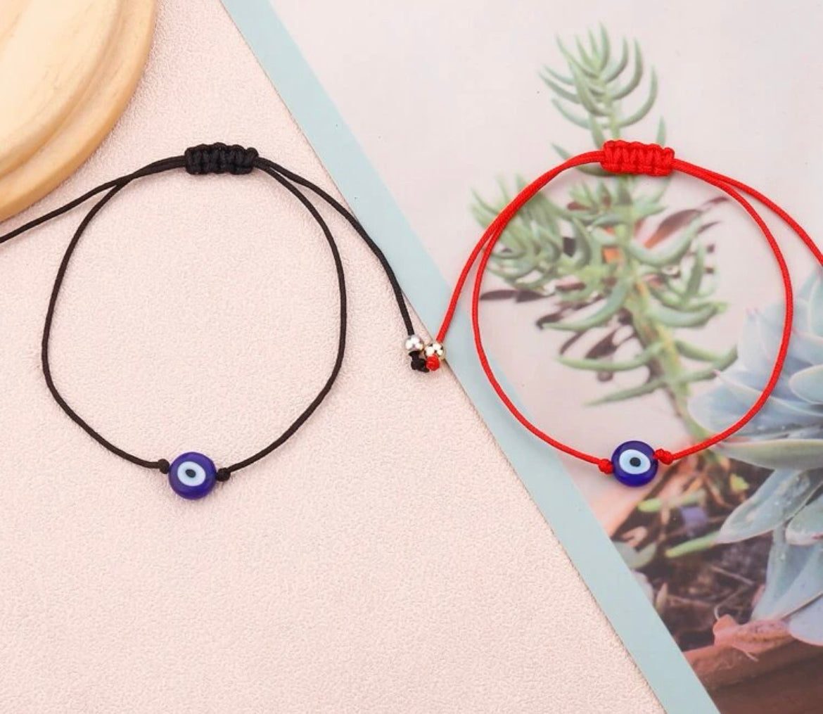 Set 2 Adjustable Evil Eye Bracelets