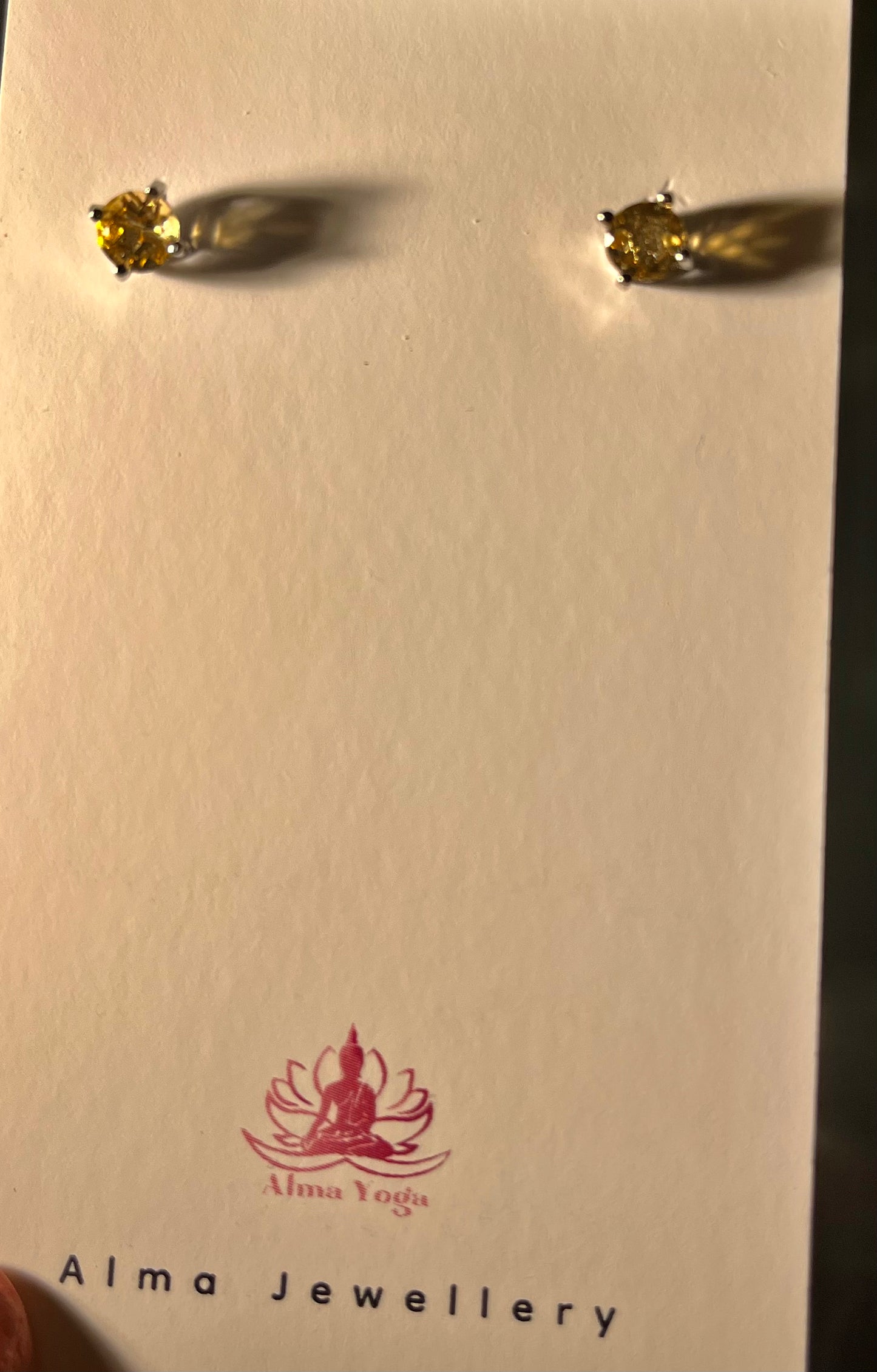 Natural Citrine Stud Earrings, S925