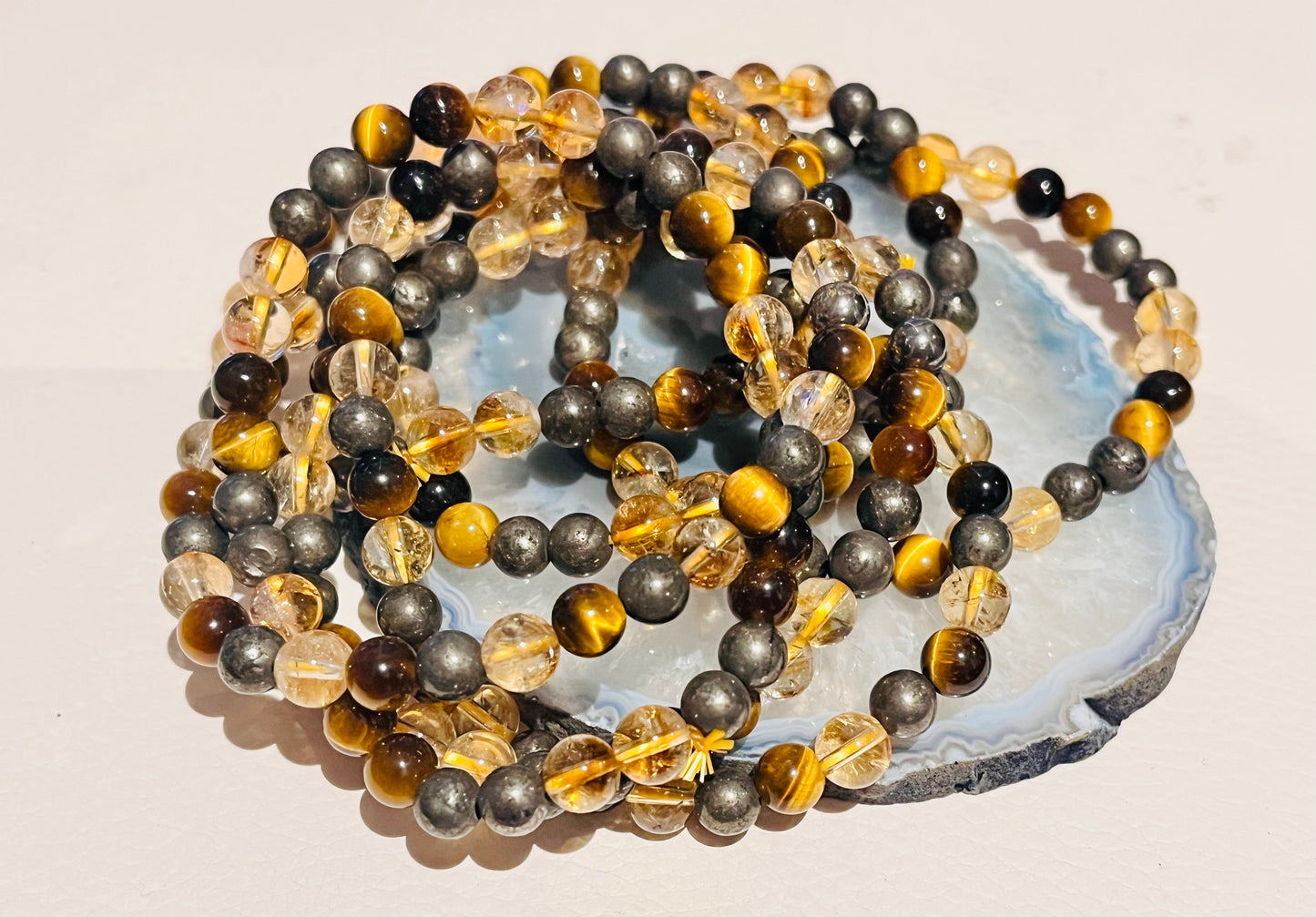 Abundance Bracelet, Pyrite, Tiger Eye and Citrine