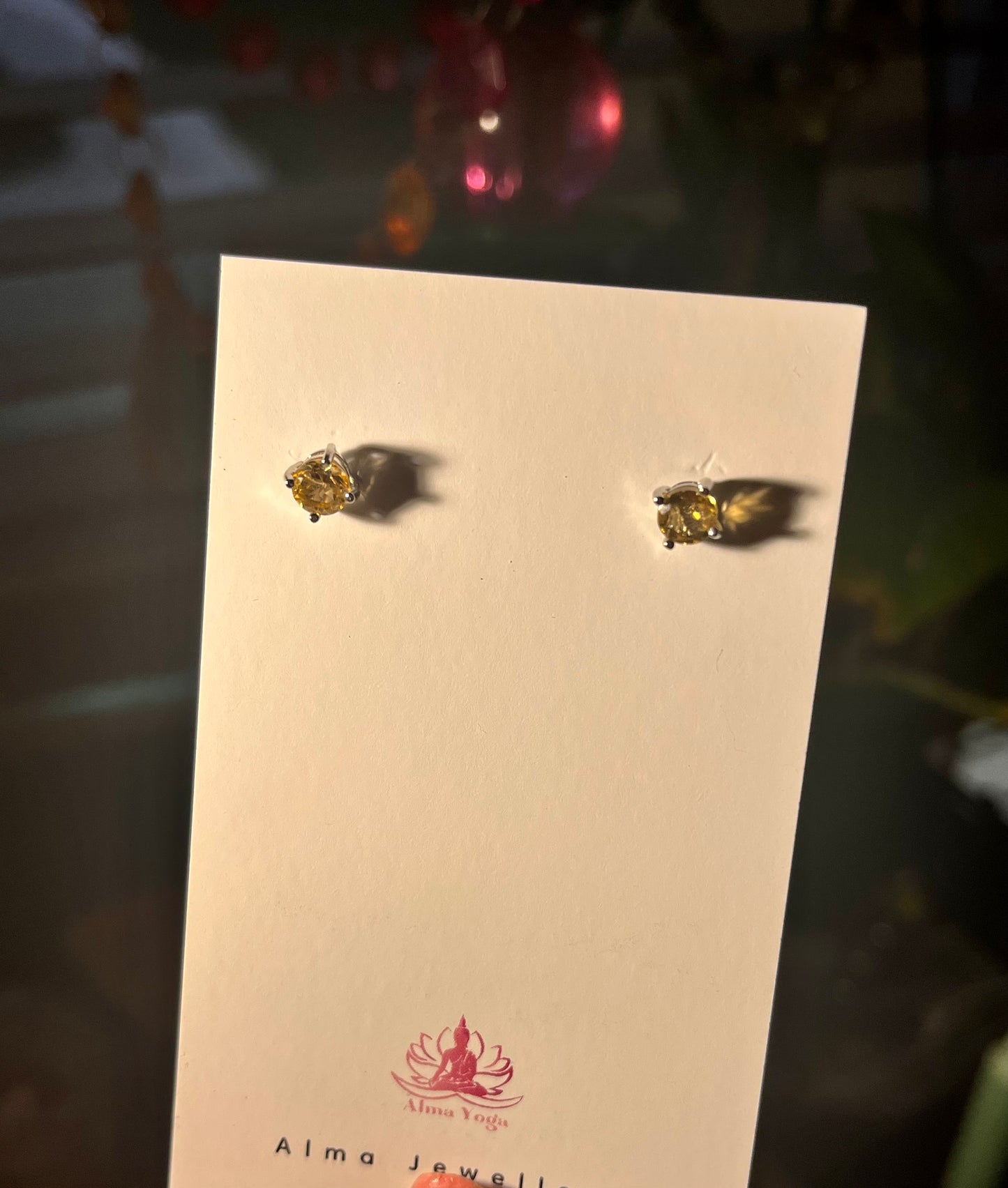 Natural Citrine Stud Earrings, S925