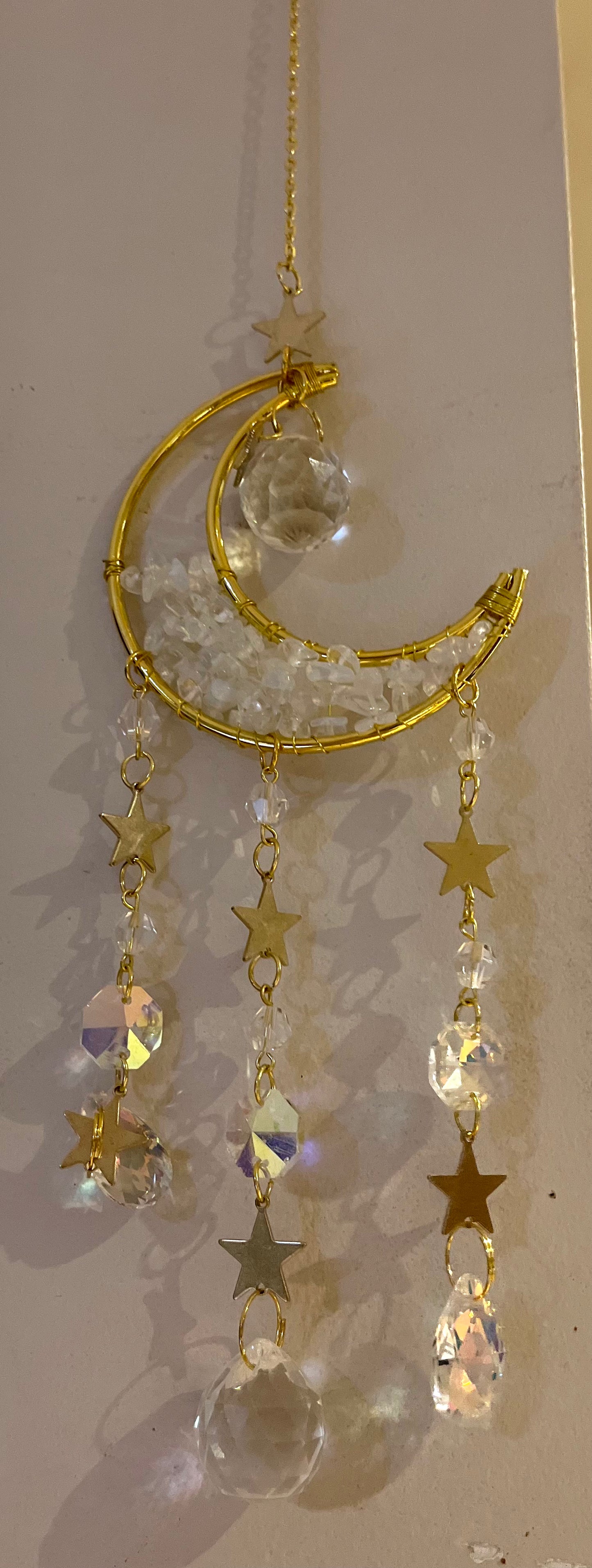 Moon Crystal Suncatcher Clear Quartz Stone of Calm