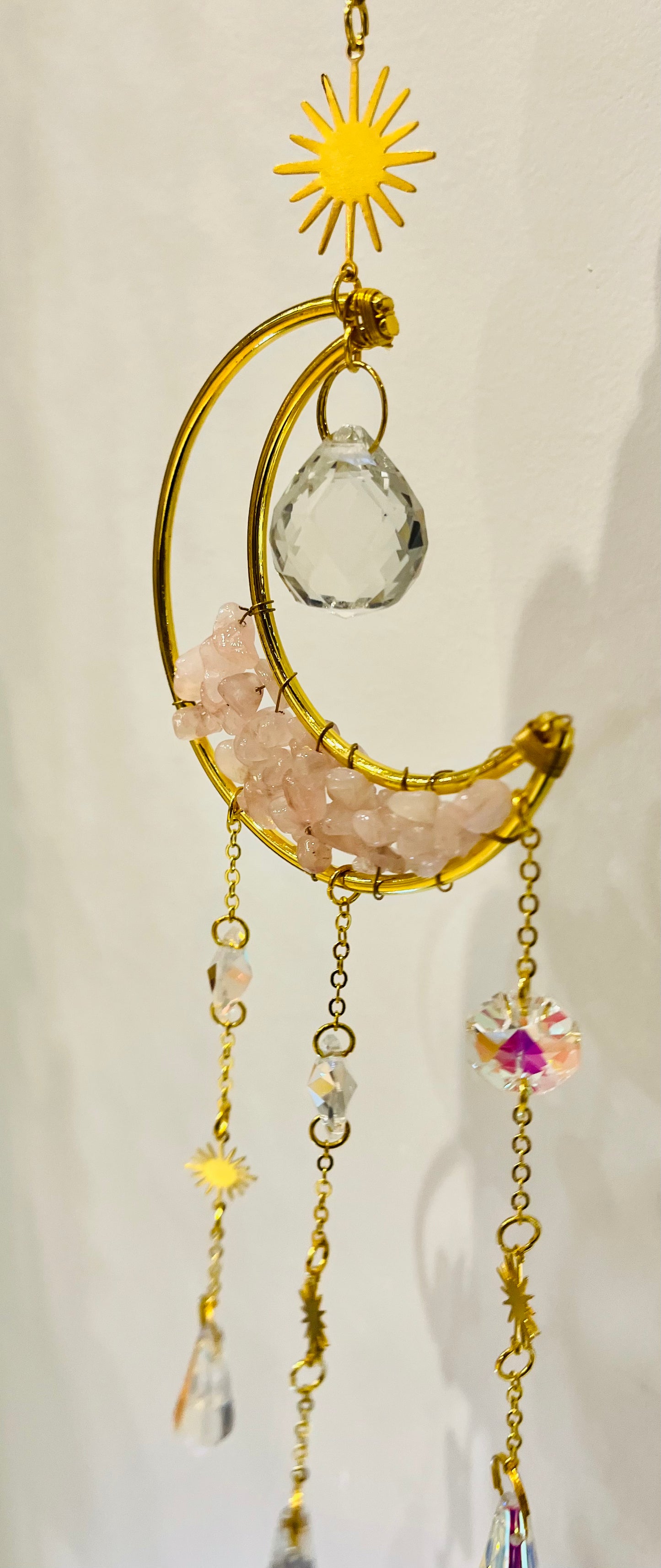 Moon sun-catcher Crystal Suncatcher Rose Quartz Unconditional Love