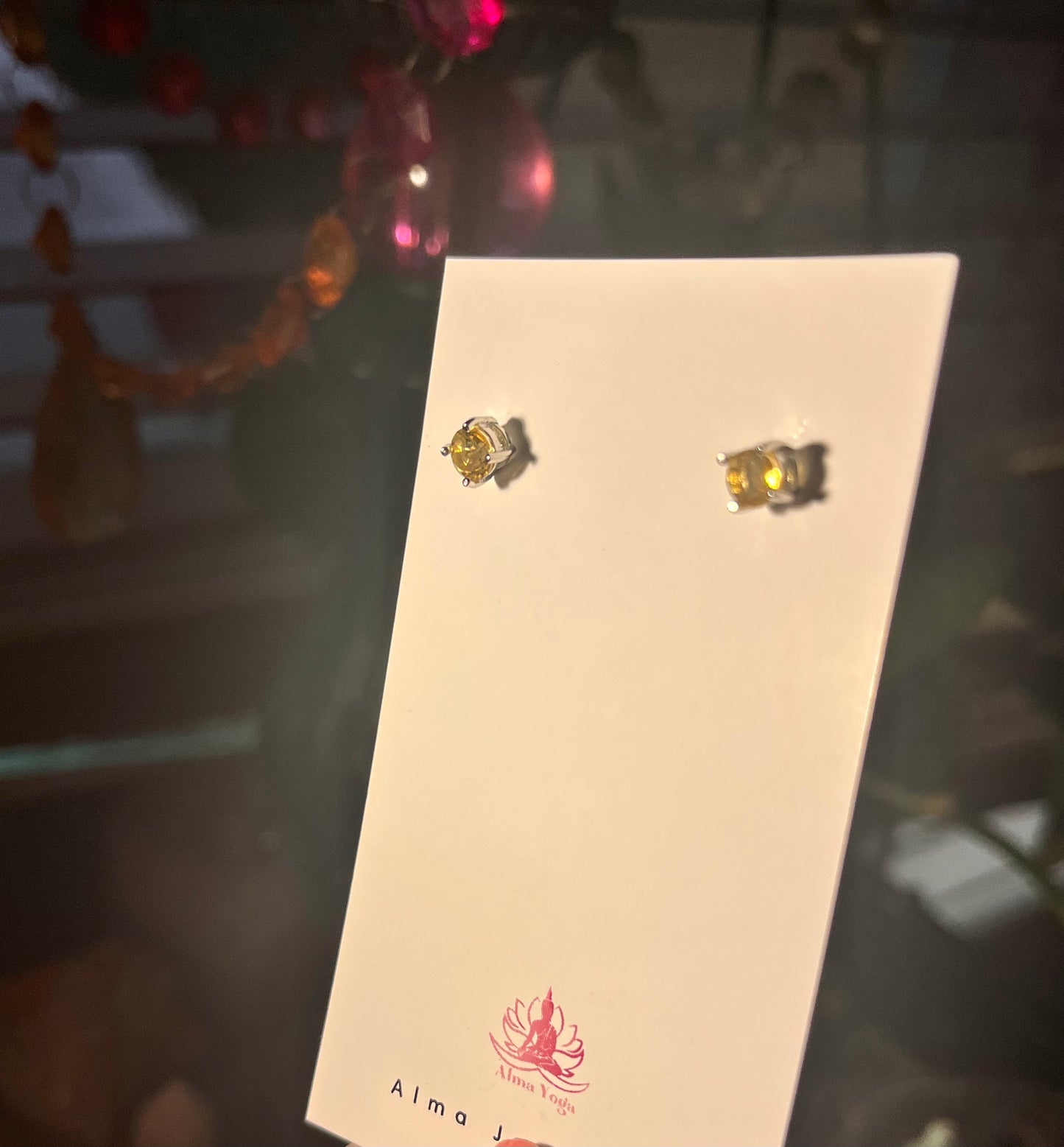 Natural Citrine Stud Earrings, S925