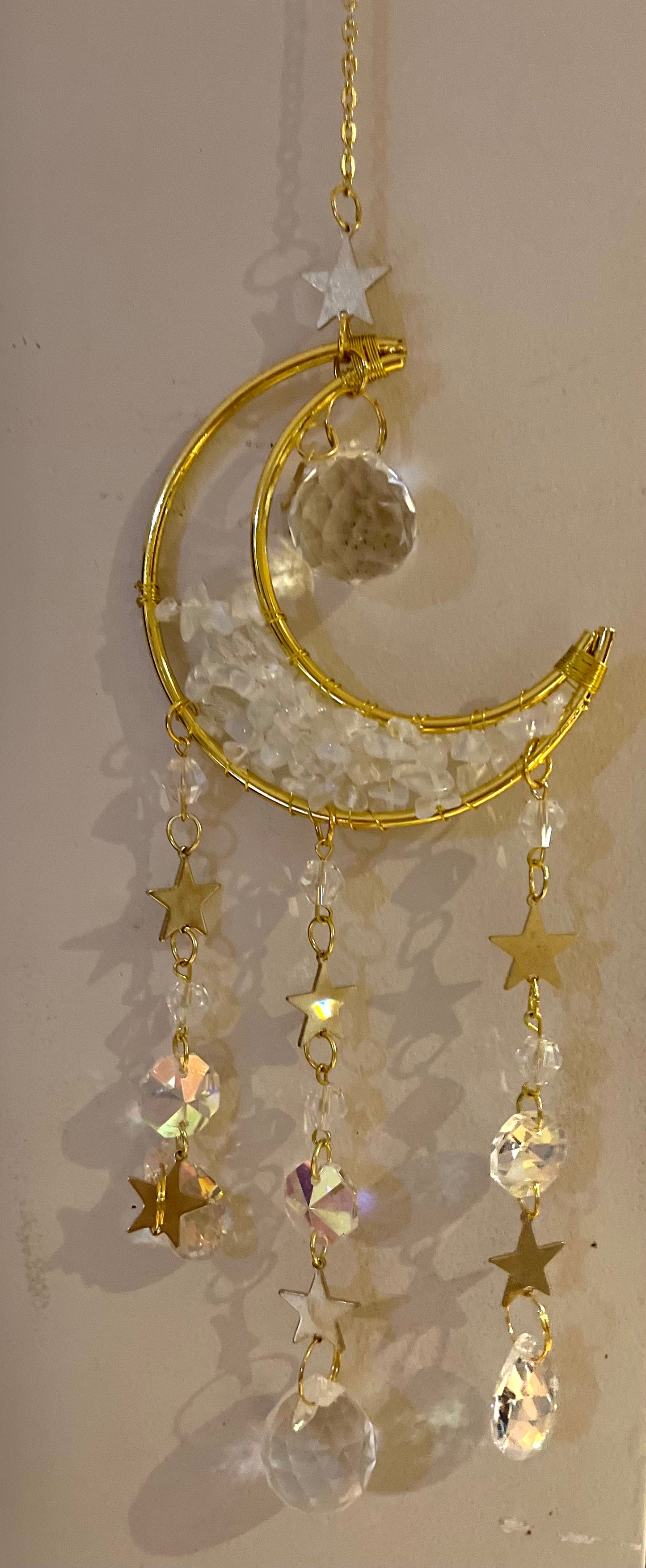 Moon Crystal Suncatcher Clear Quartz Stone of Calm