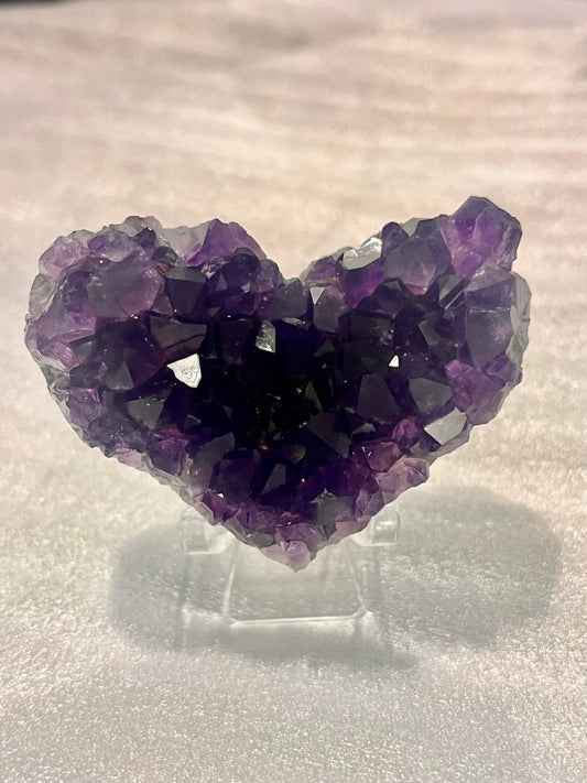 Beautiful Dark Amethyst Cluster Heart