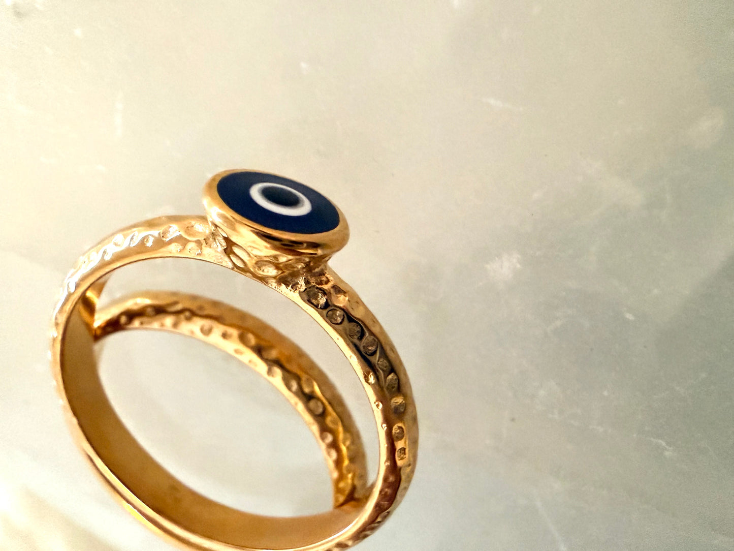 Evil Eye Protection Waterproof, Gold Plated Ring Size 7