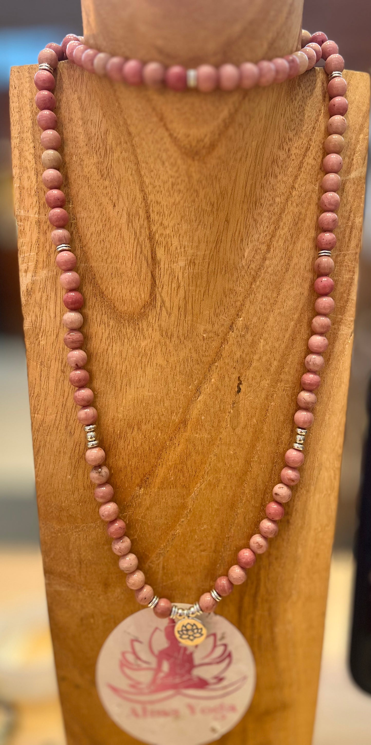 Rhodonite 8mm Mala 108 Beads