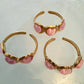 Pink Heart Cat Eye Stone Adjustable Gold-Plated Ring