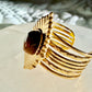 Tiger Eye Gold Plated Adjustable Ring