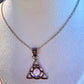 Mystic Trinity Knot Necklace with Iridescent Stone – Adjustable 60cm Chain