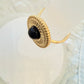 Black Obsidian 18k Gold Plated Adjustable Ring