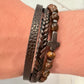 Tiger Eye, Hematite , Three Layers Leather Bracelets