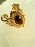Tiger Eye Gold Plated Adjustable Ring