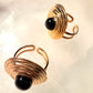 Obsidian Adjustable Gold Plated Waterproof Rings