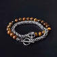 Tiger Eye, Skull , Stainless Steel , Adjustable Bracelets