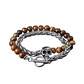 Tiger Eye, Skull , Stainless Steel , Adjustable Bracelets