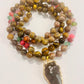 Tiger Eye and Rainbow Tourmaline Knotted 108 Mala