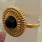 Black Obsidian 18k Gold Plated Adjustable Ring