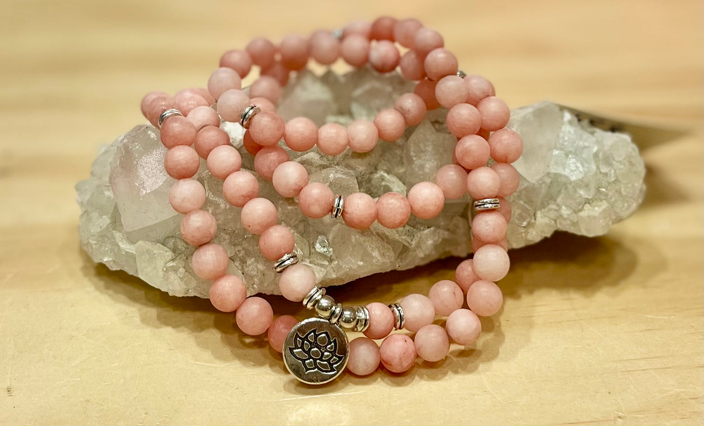 Pink Opal 108 Beads Mala Necklaces