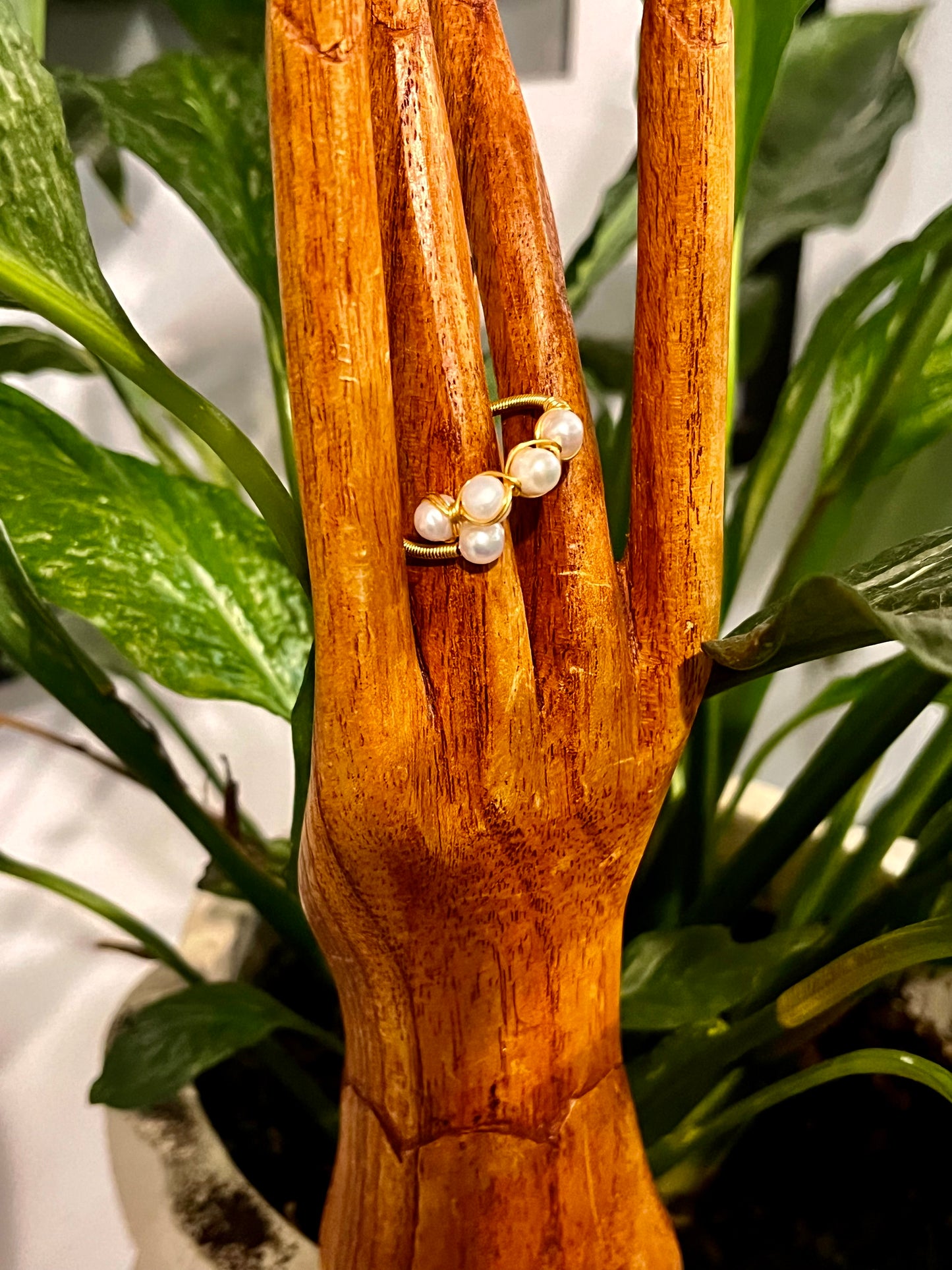 Natural Pearl and Gold Plated Adjustable Rings