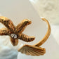 Star,  Shell and a Zircon Gold Plated waterproof Adjustable Ring