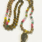 Tiger Eye and Rainbow Tourmaline Knotted 108 Mala