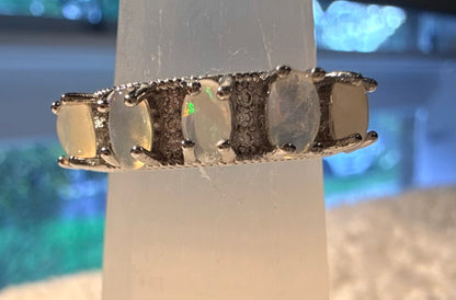 Gemstones and Zircons Silver Plated Rings, Opalite, Amethyst and Citrine