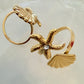 Star,  Shell and a Zircon Gold Plated waterproof Adjustable Ring