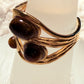 Three Natural Tiger Stones Gold Plated Waterproof Adjustable Rings