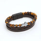 Tiger Eye, Hematite , Three Layers Leather Bracelets