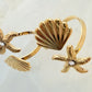 Star,  Shell and a Zircon Gold Plated waterproof Adjustable Ring
