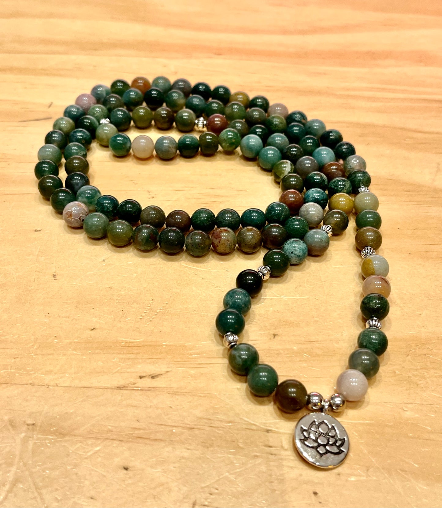 Moss Agate Mala 108 Beads