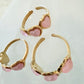 Pink Heart Cat Eye Stone Adjustable Gold-Plated Ring