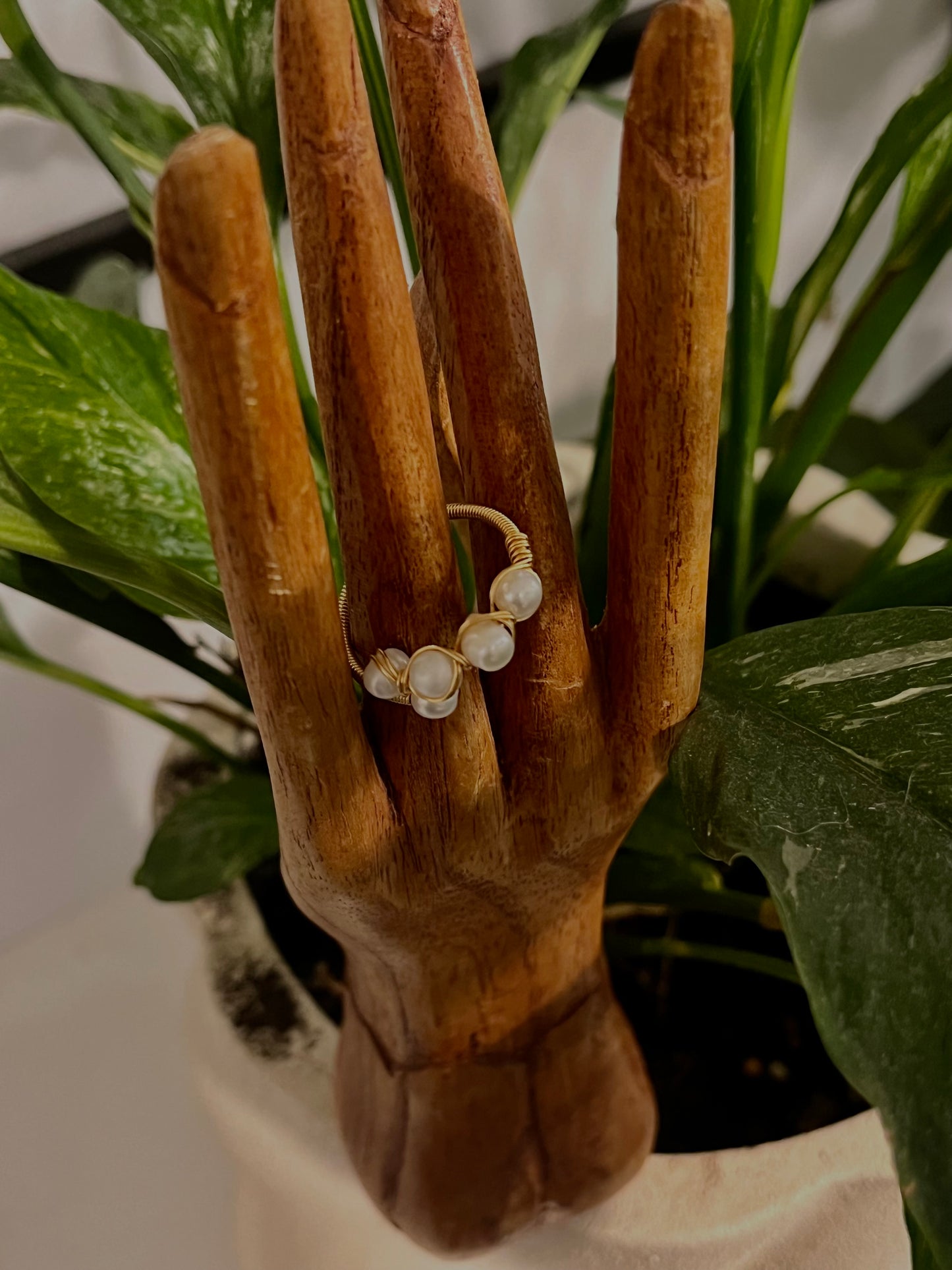 Natural Pearl and Gold Plated Adjustable Rings