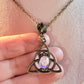 Mystic Trinity Knot Necklace with Iridescent Stone – Adjustable 60cm Chain
