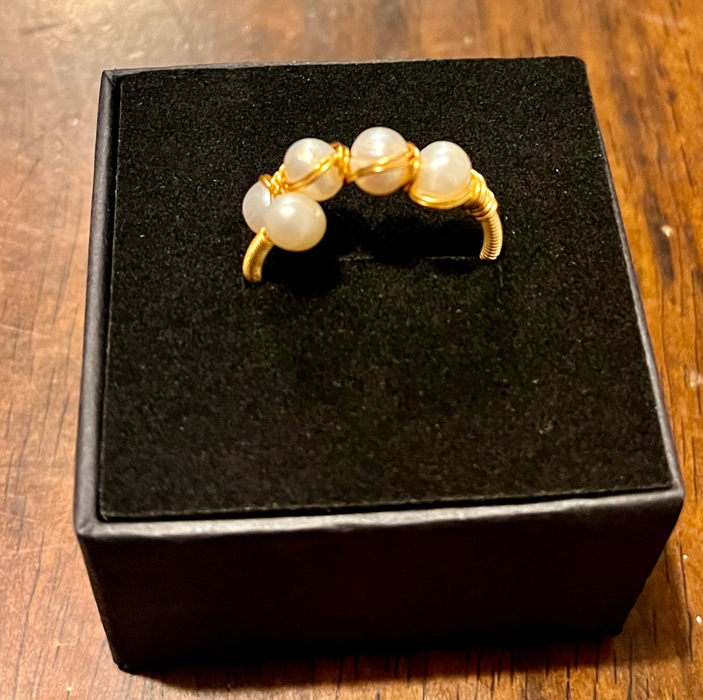 Natural Pearl and Gold Plated Adjustable Rings