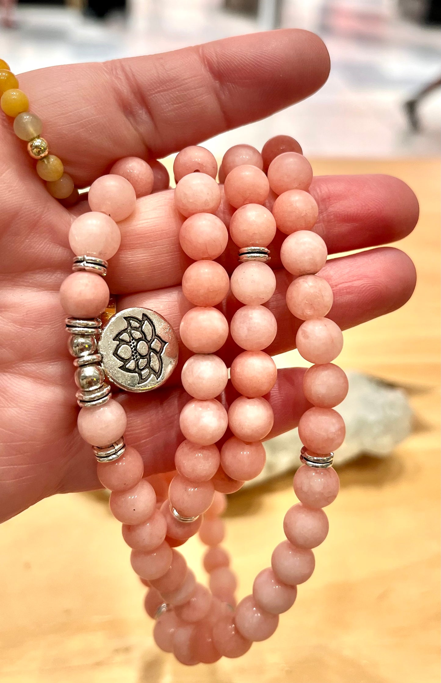 Pink Opal 108 Beads Mala Necklaces