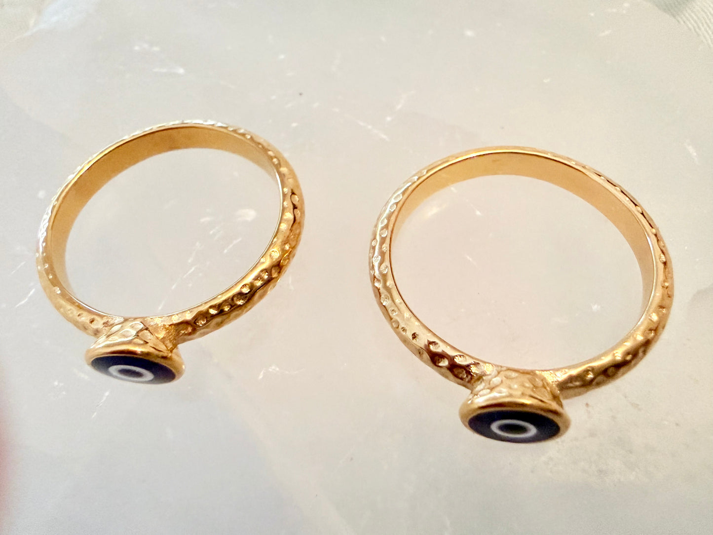 Evil Eye Protection Waterproof, Gold Plated Ring Size 7