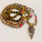 Tiger Eye and Rainbow Tourmaline Knotted 108 Mala