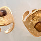 Long Natural Tiger Eye Rings Adjustable