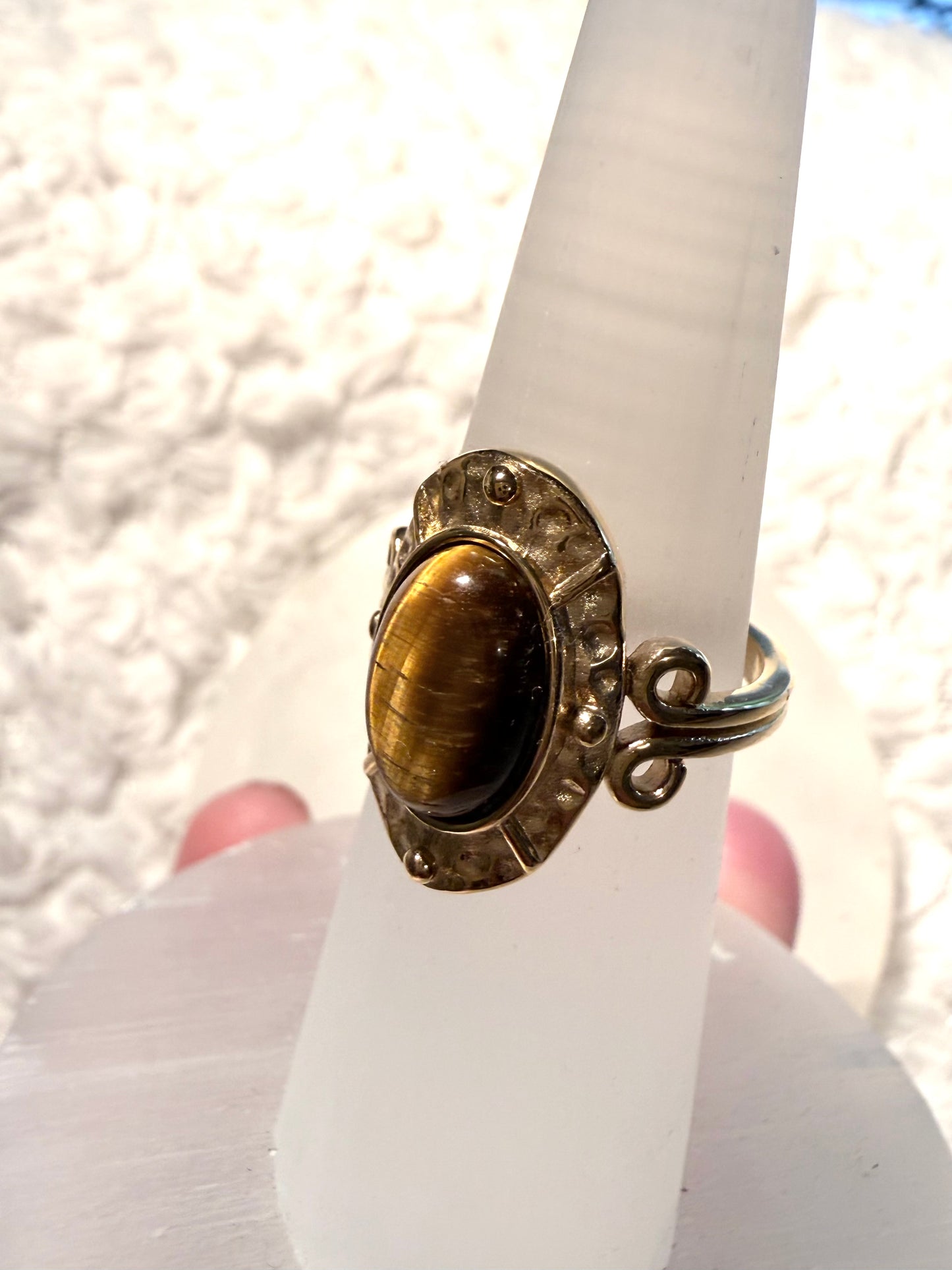 Rings Size 7 , Tiger Eye , Gold Plated, Waterproof